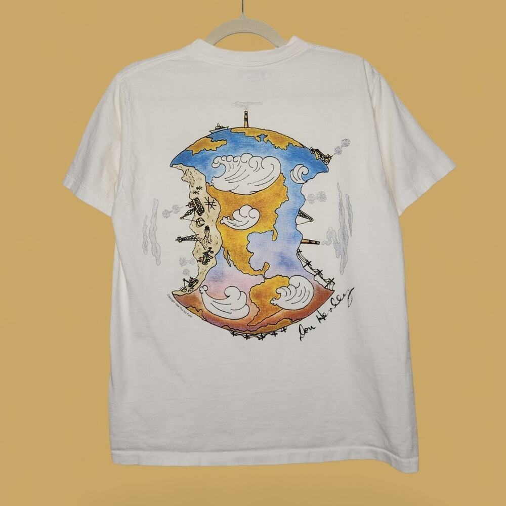 Vintage Hard Rock Cafe Double Sided Single Stitch Art Shirt Medium Earth